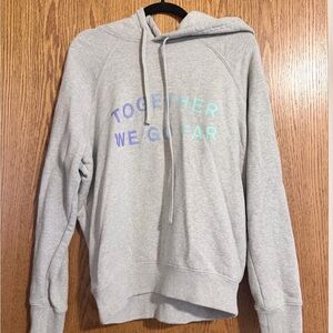 Peloton Light Gray Hoodie with Iridescent Blue-Green Logo